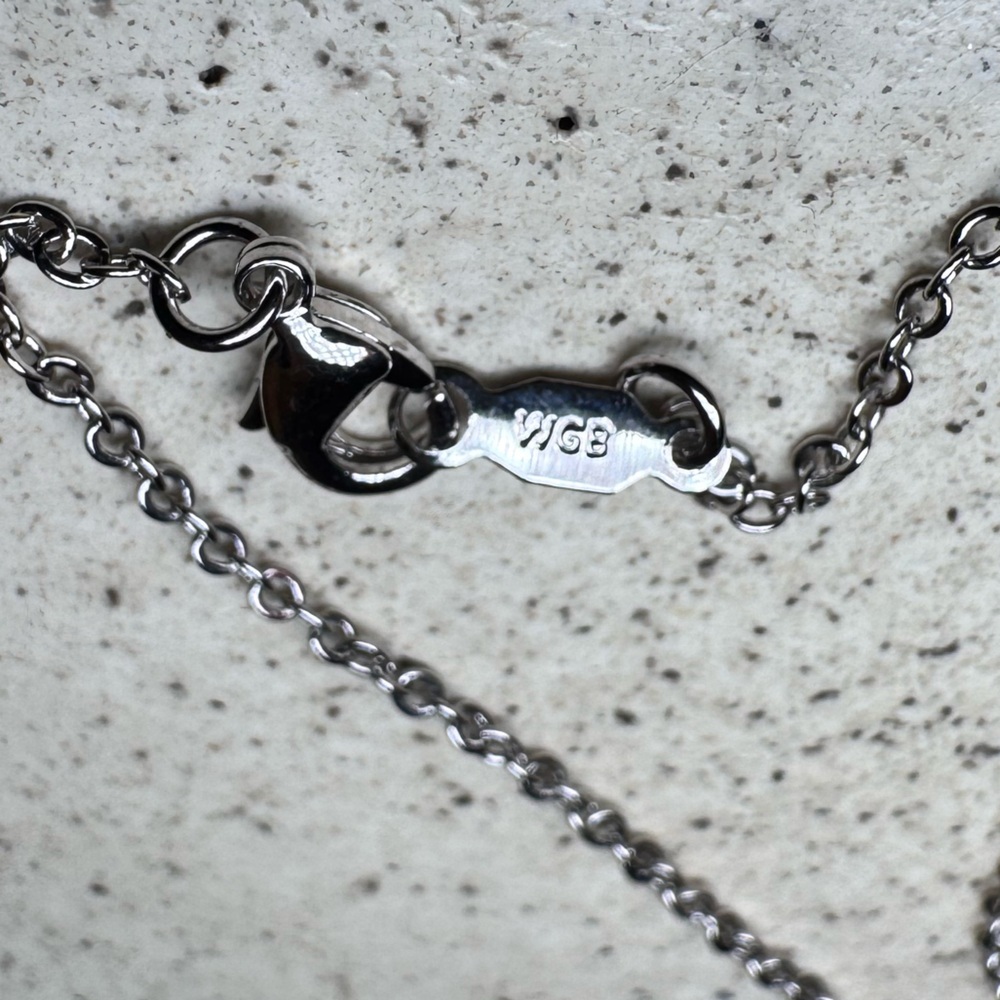 White Gold Bonded “T” Letter Necklace with Rhinestone Halo - Picture 4 of 4
